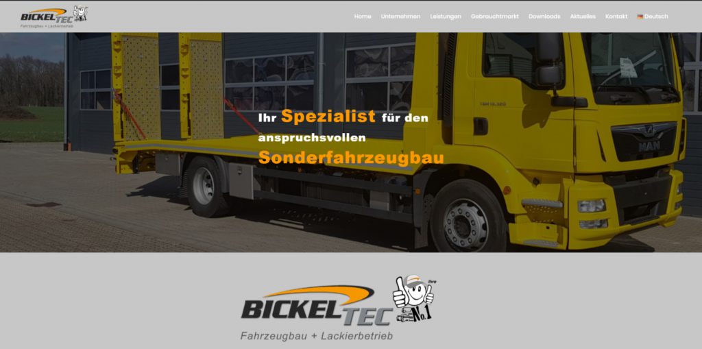 Screenshot der BICKEL-TEC Homepage