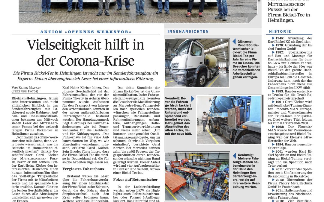 Oktober 2020 – „Offenes Werkstor“ – BICKEL-TEC stellt sich vor