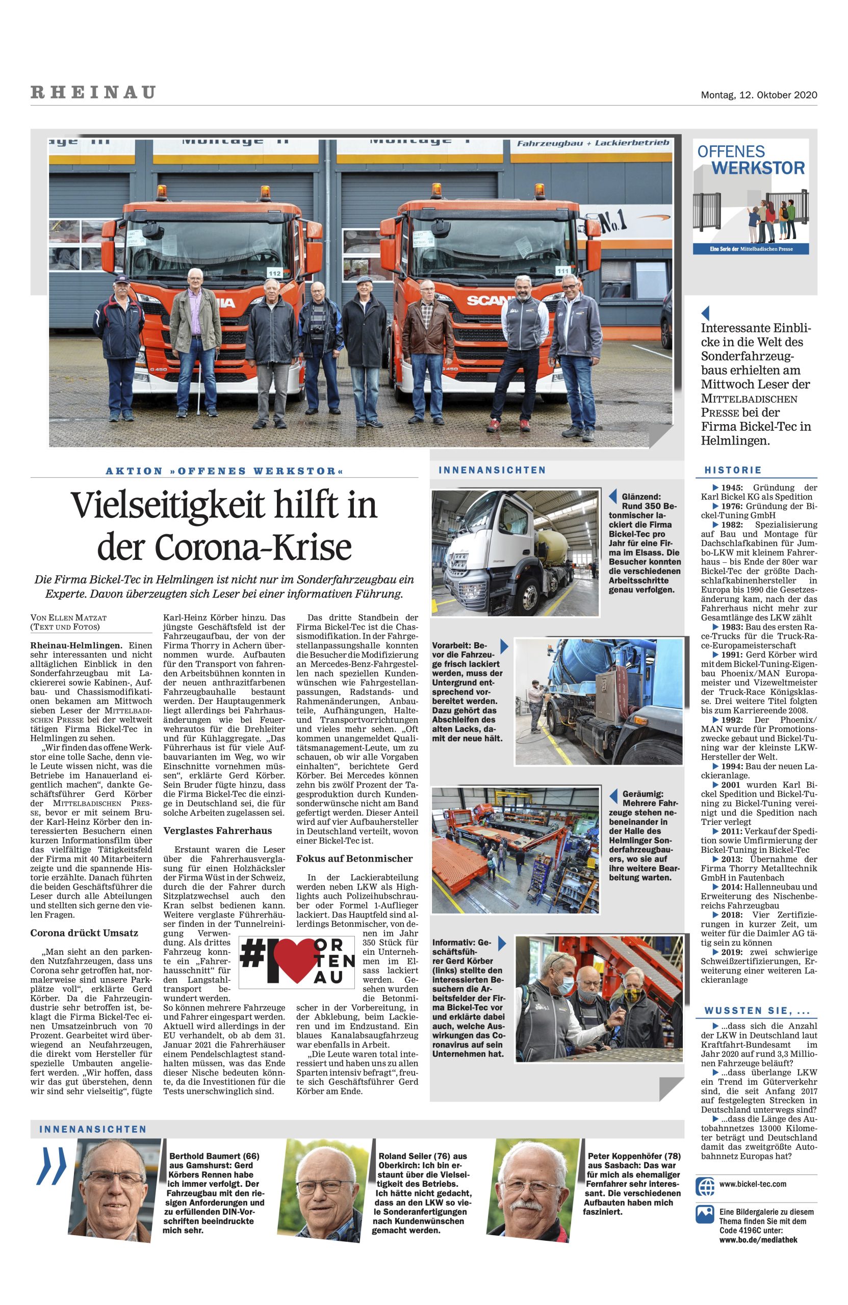Offenes Werkstor bei BICKEL-TEC Offenes Werkstor bei BICKEL-TEC am 07.10.2020